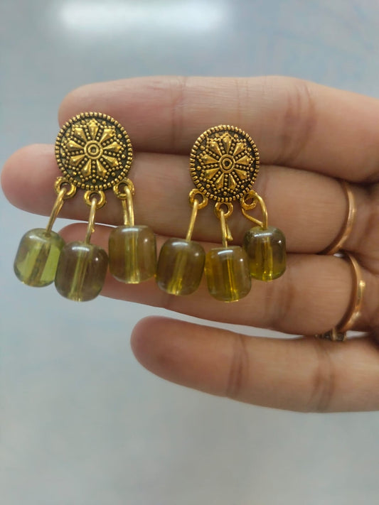 Olive Sunburst Medallion Dangles