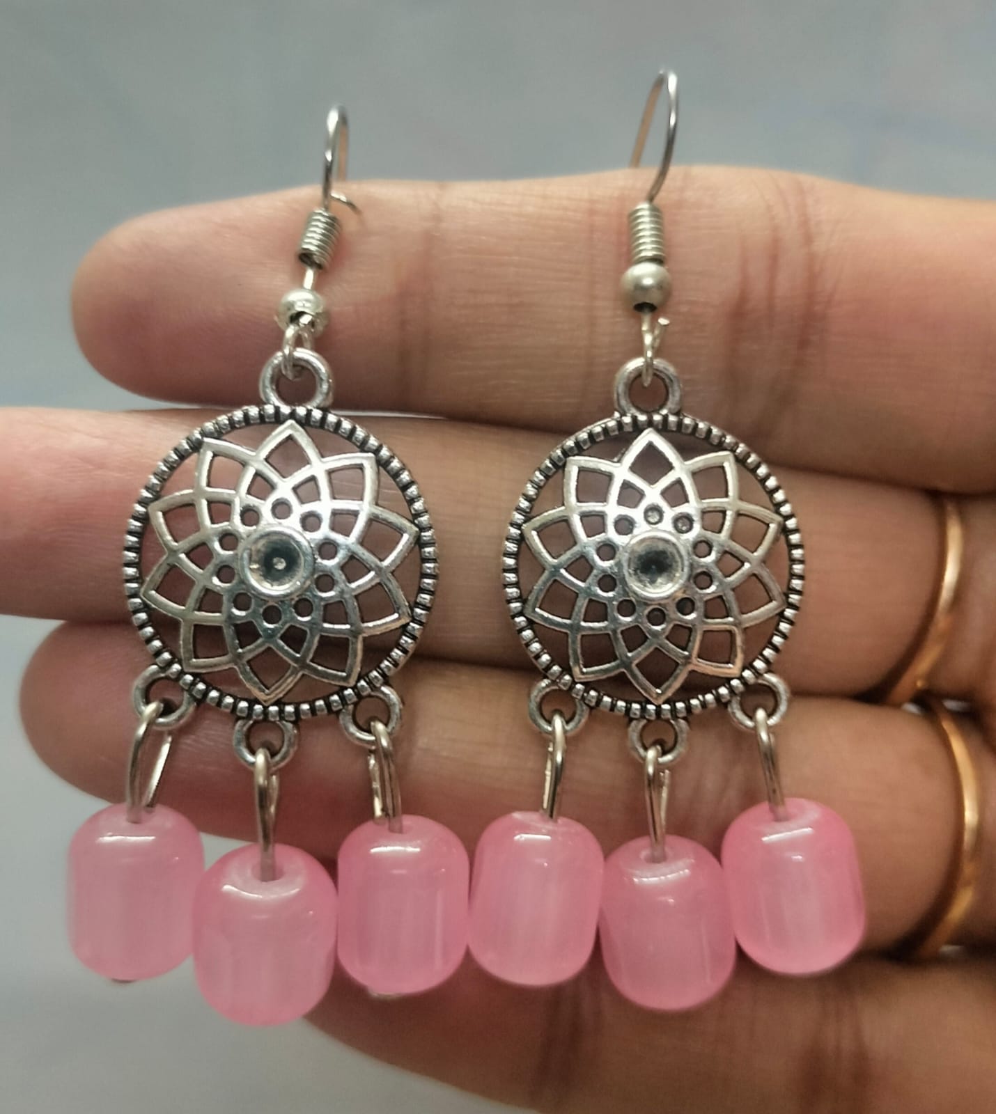 Pink Blossom Mandala Dangles