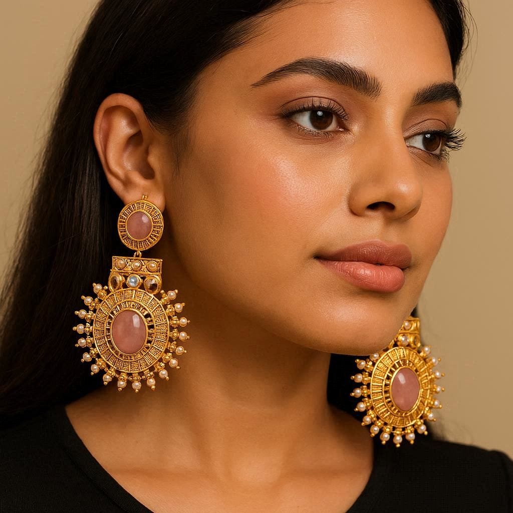 Rose Quartz Regal Sunburst Drops