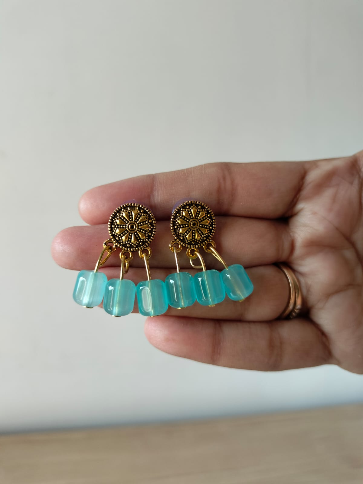 Gilded Turquoise Bloom Dangles
