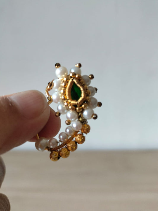 Traditional Nath with Green Stone