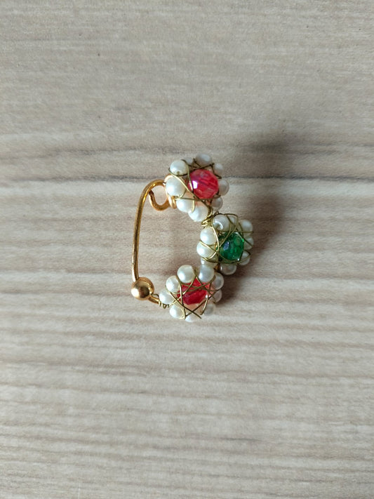 Red & Green Stone Nath