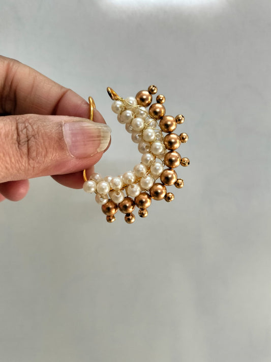 Gold & Pearl Bead Nath