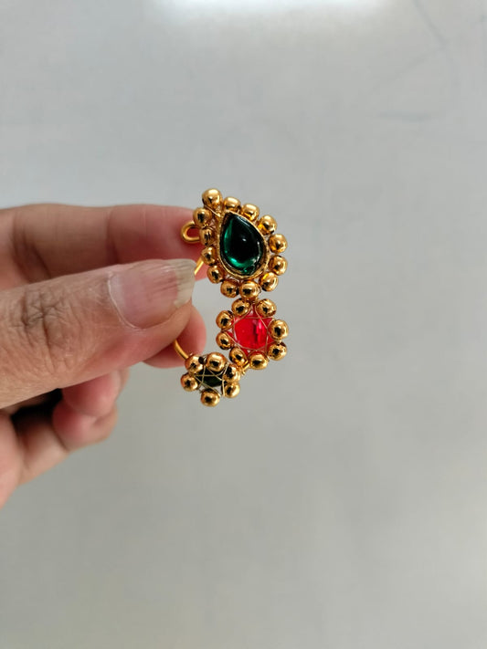 Green & Red stone Nath