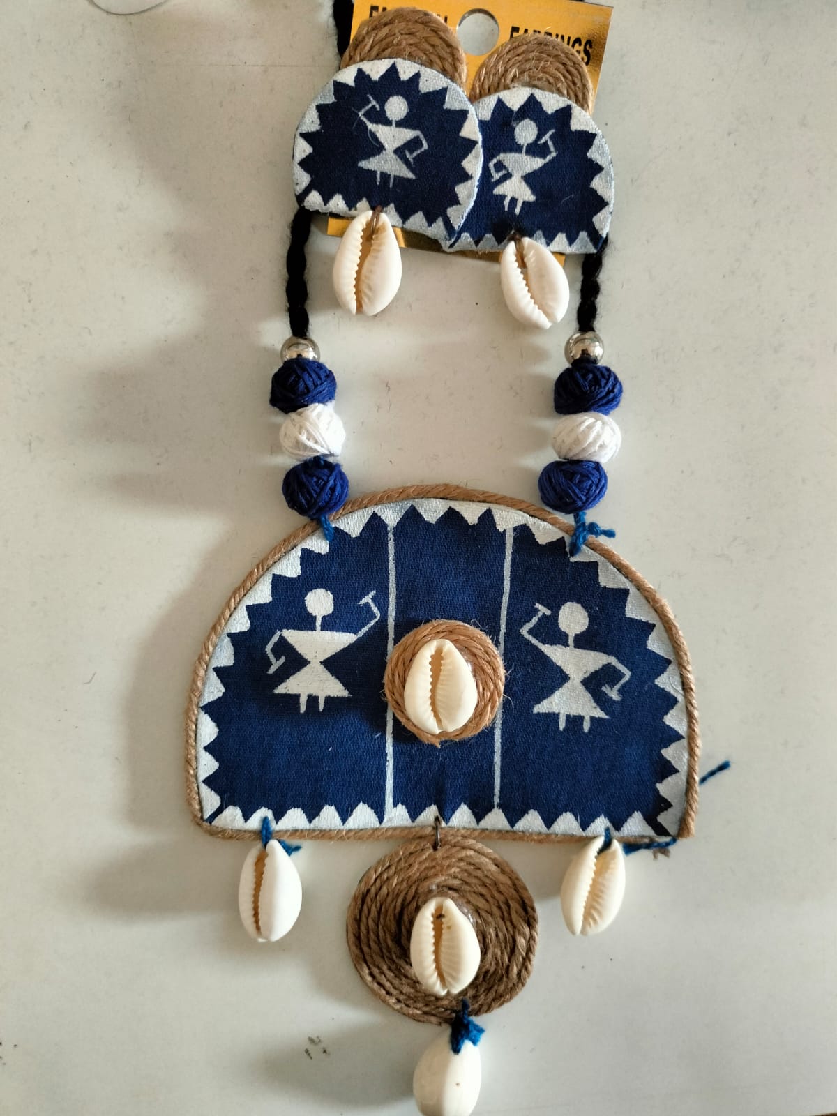 Indigo Warli Charm Necklace