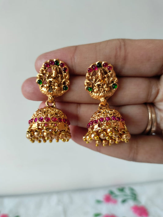 Antique Gold-Toned Divine Goddess Jhumka Earrings