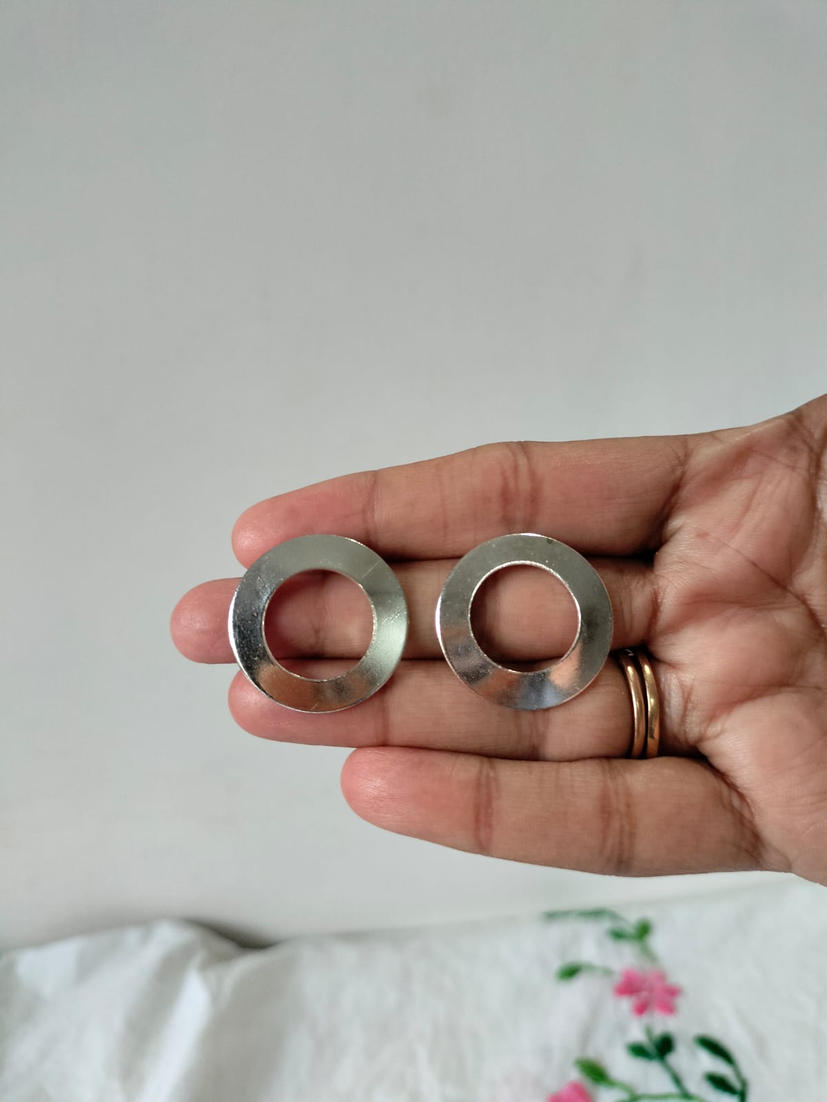 Silver Circular Disc Studs