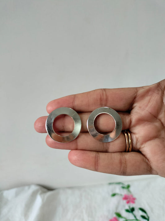 Silver Circular Disc Studs