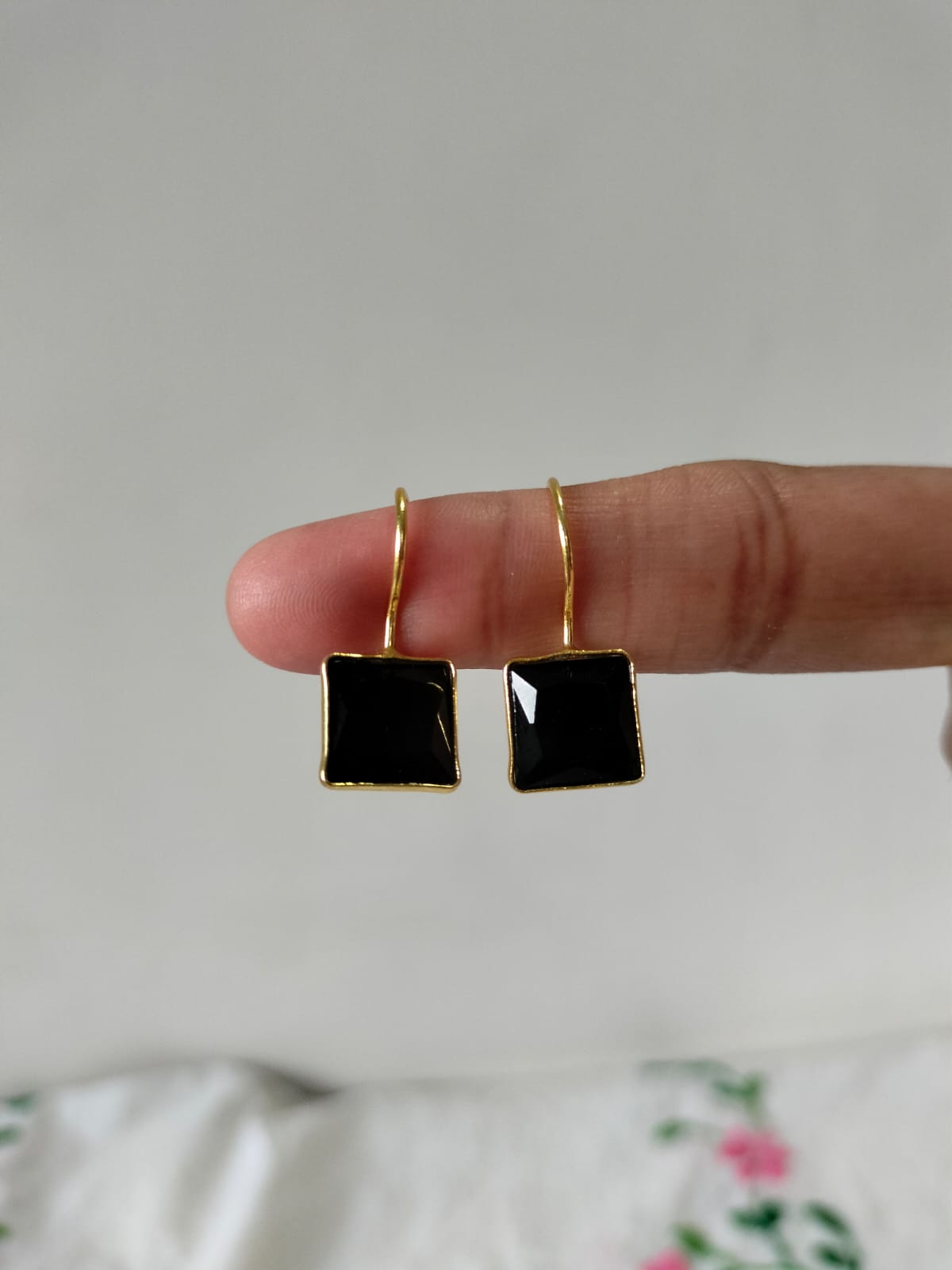 Black Square Drop Earrings
