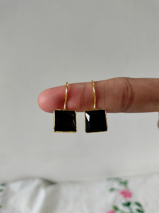 Black Square Drop Earrings