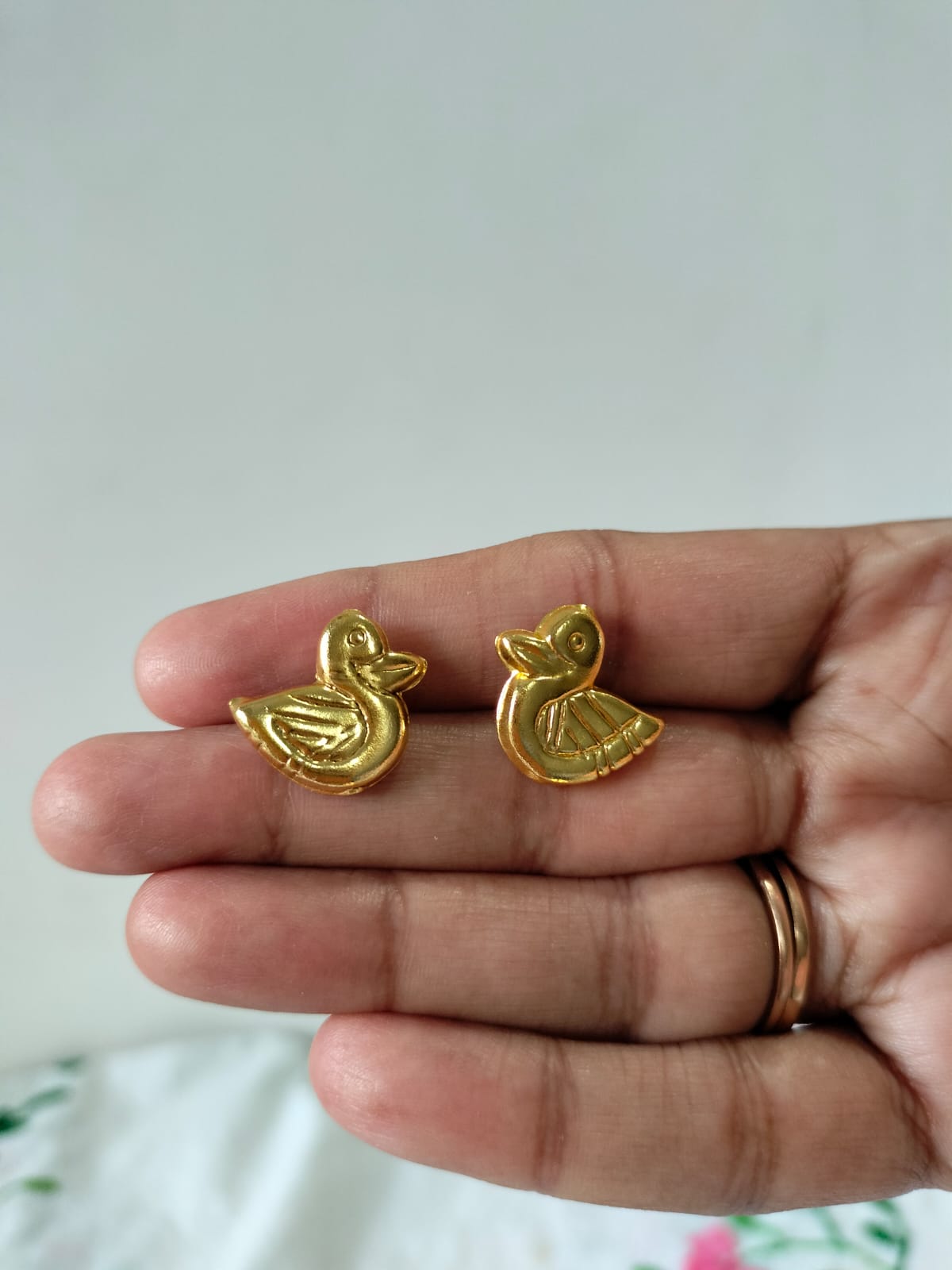 Whimsical Gold-Plated Duck-Shaped Statement Studs