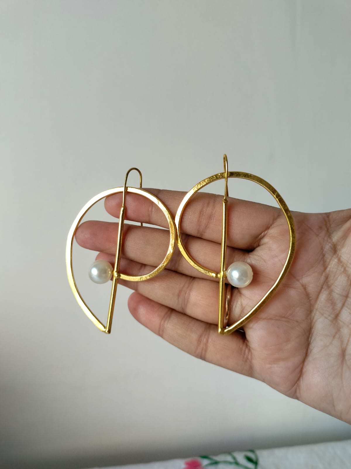 Golden Pearl Orbitals Earrings