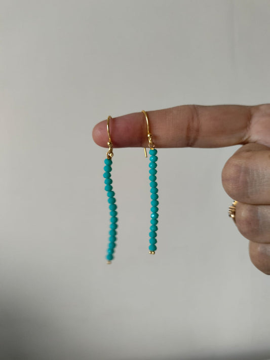 Sky Blue Beaded Strings Earrings