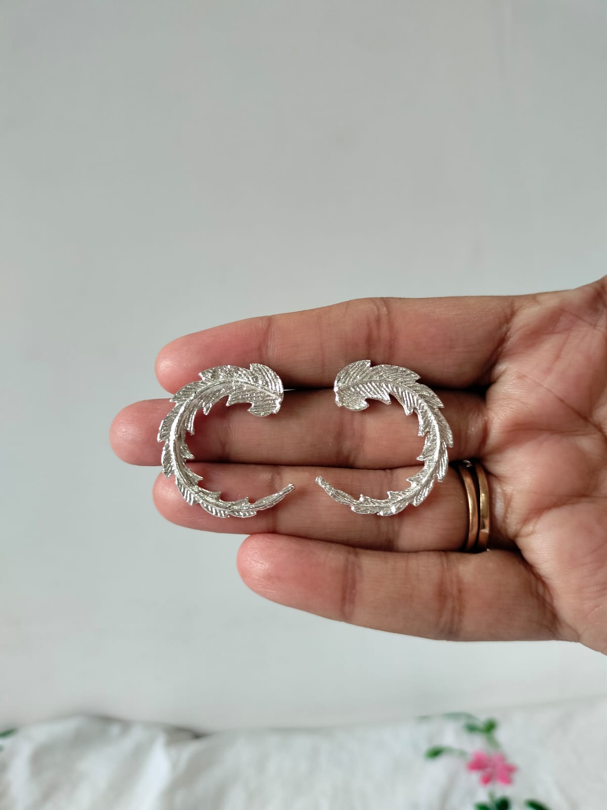 Silver Leaf C-Hoops