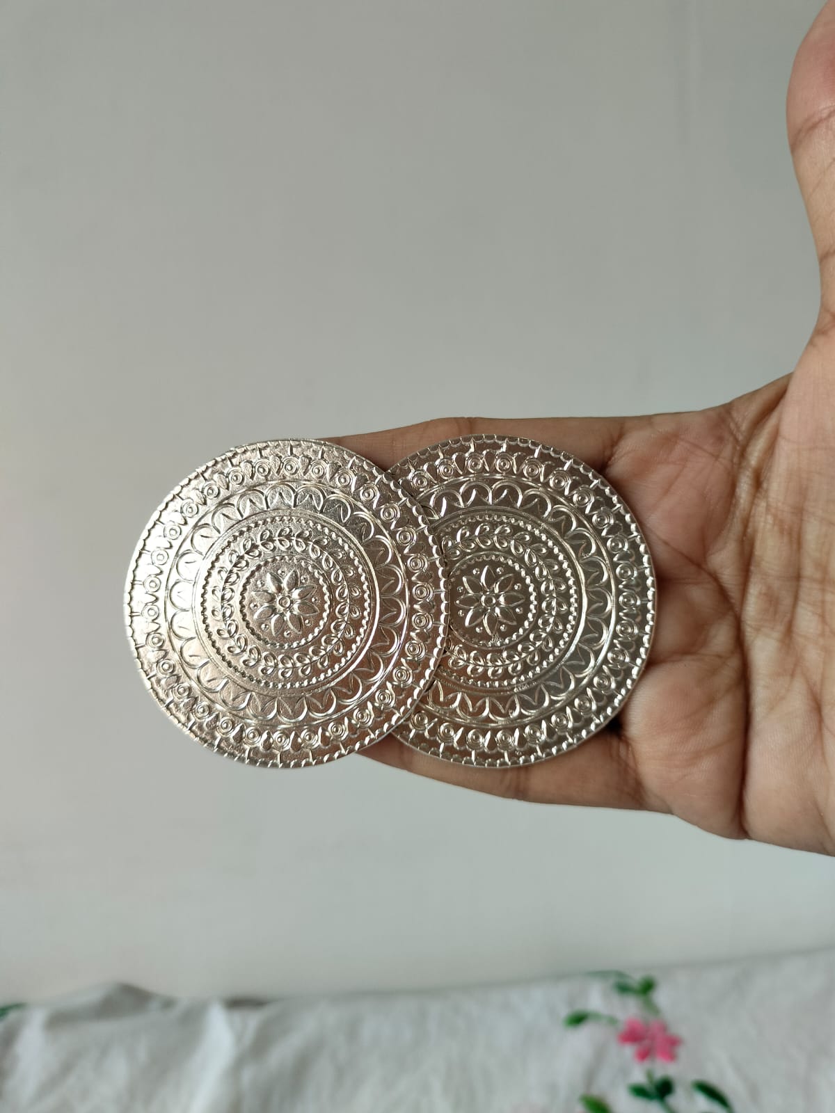 Intricate Oxidized Silver-Finish Large Circular Mandala Earrings