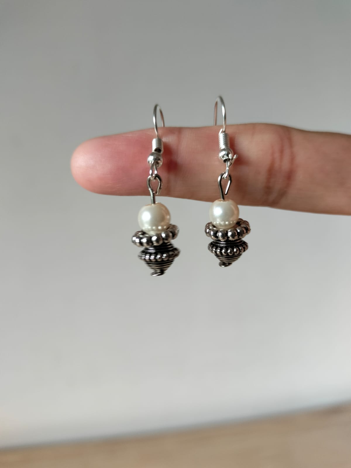 Ethnic Pearl Dangle Earrings with Tribal Beads