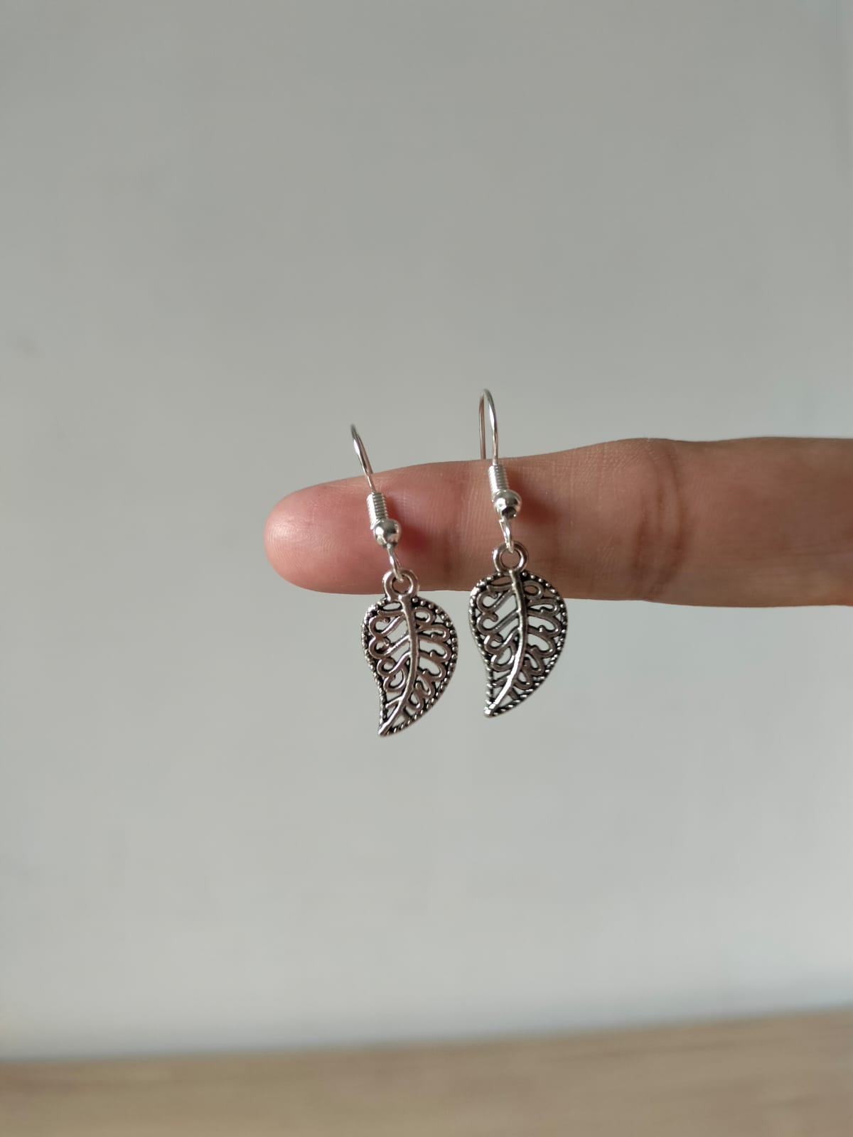 Oxidized Silver Filigree Leaf Earrings