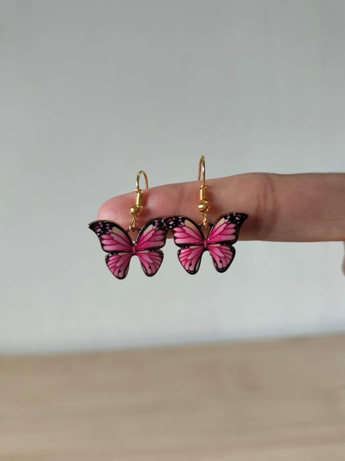 Radiant Pink Butterfly Enamel Earrings