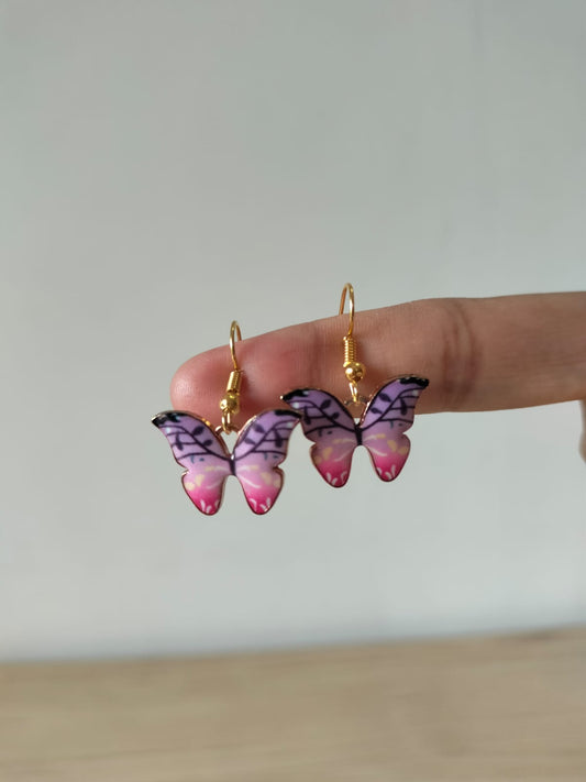 Gradient Enamel Butterfly Hook Earrings