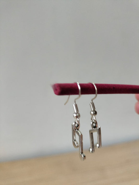 Silver-Toned Musical Note Earrings