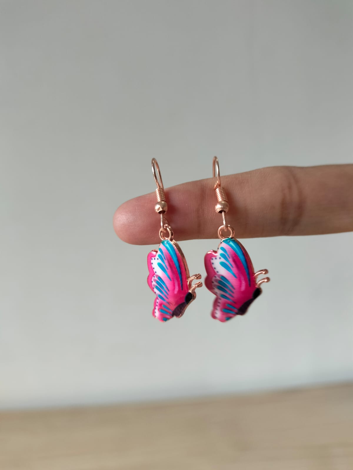 Pink & Blue Tropical Butterfly Earrings