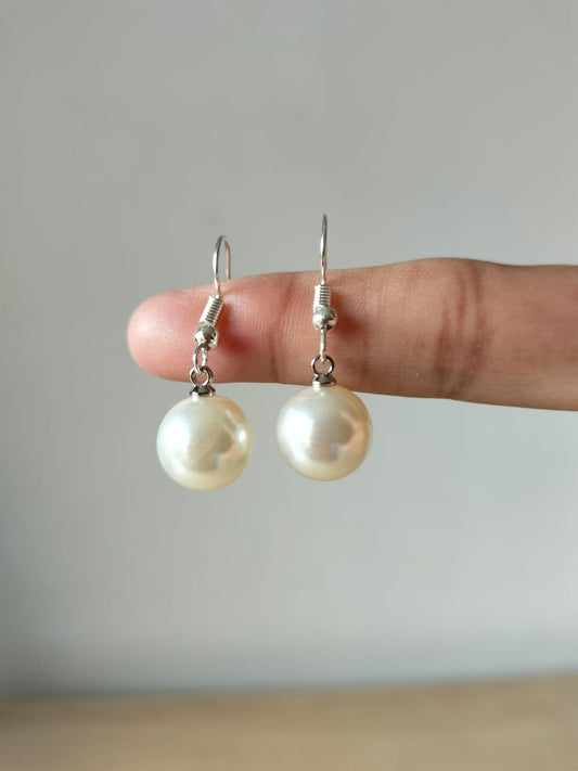 Classic Round Pearl Drop Earrings