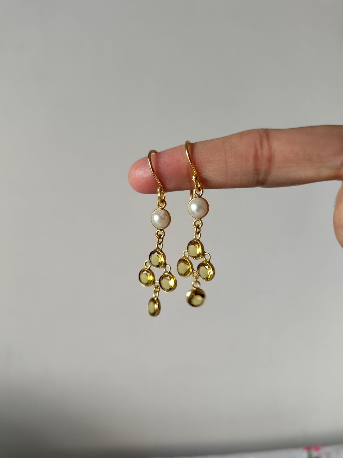 Gold-Toned Dainty Gemstone Chandelier Earrings