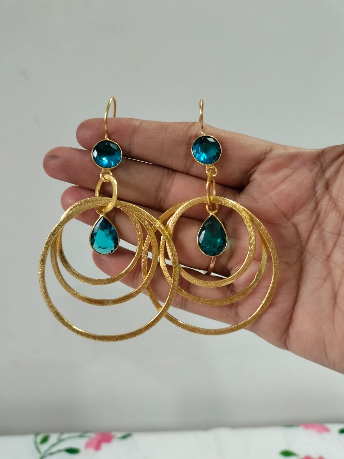 Gold-Toned Multi-Layered Circle Statement Earrings