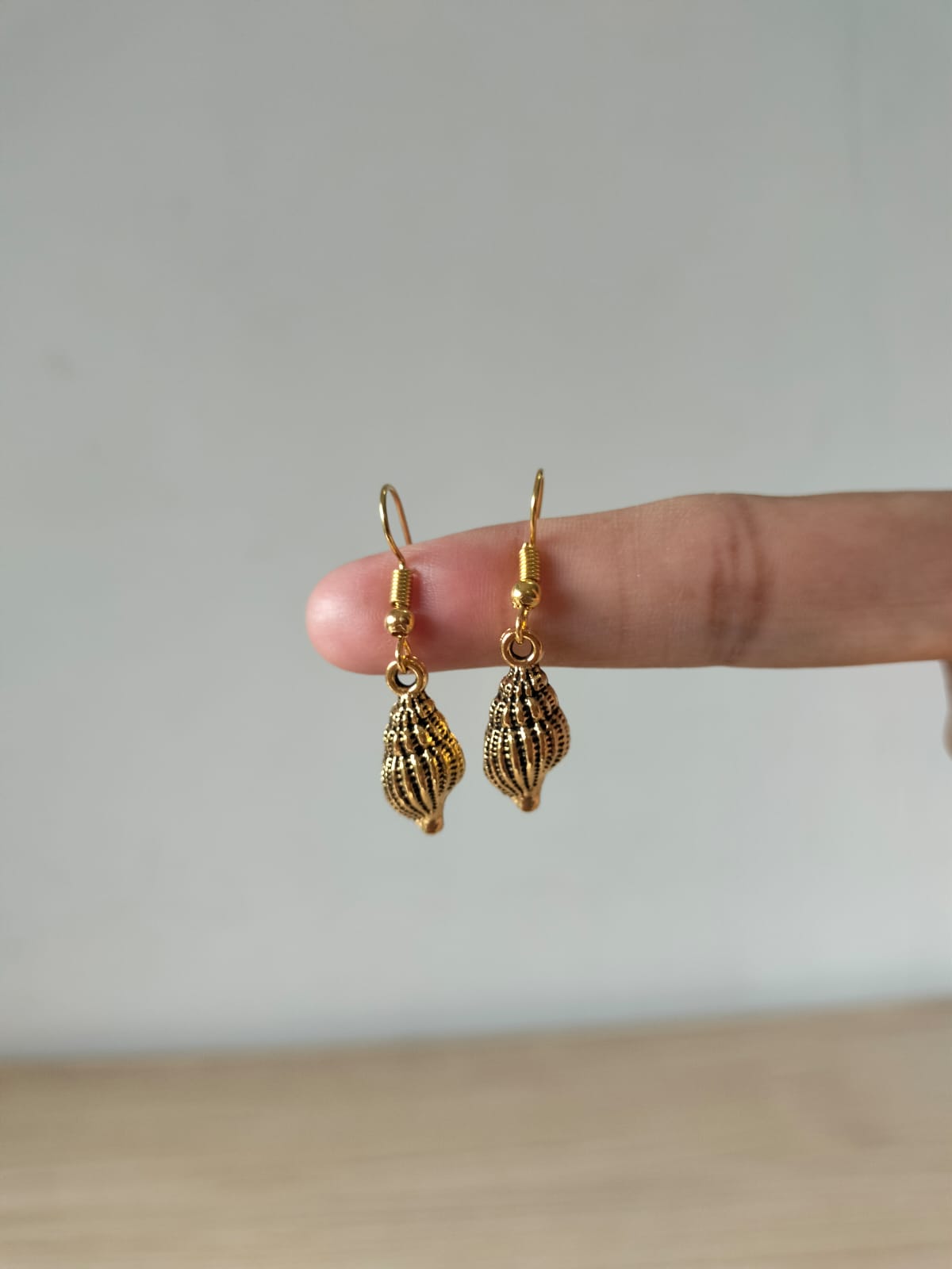 Gold-Toned Antique Style Seashell Earrings