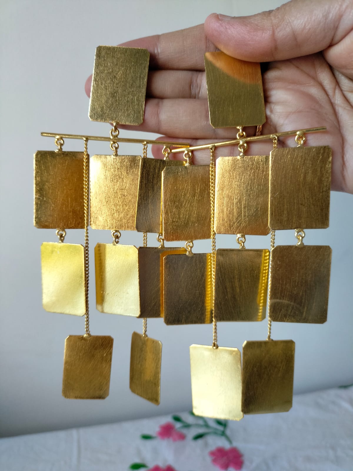 Oversized Gold-Toned Geometric Statement Earrings