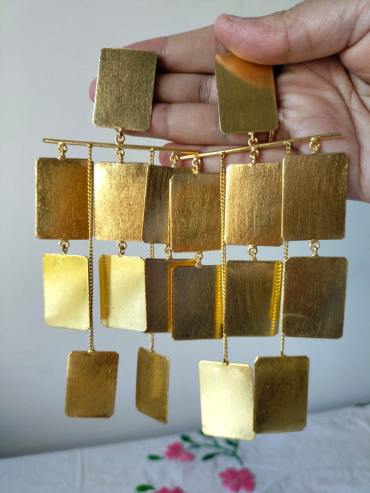 Oversized Gold-Toned Geometric Statement Earrings