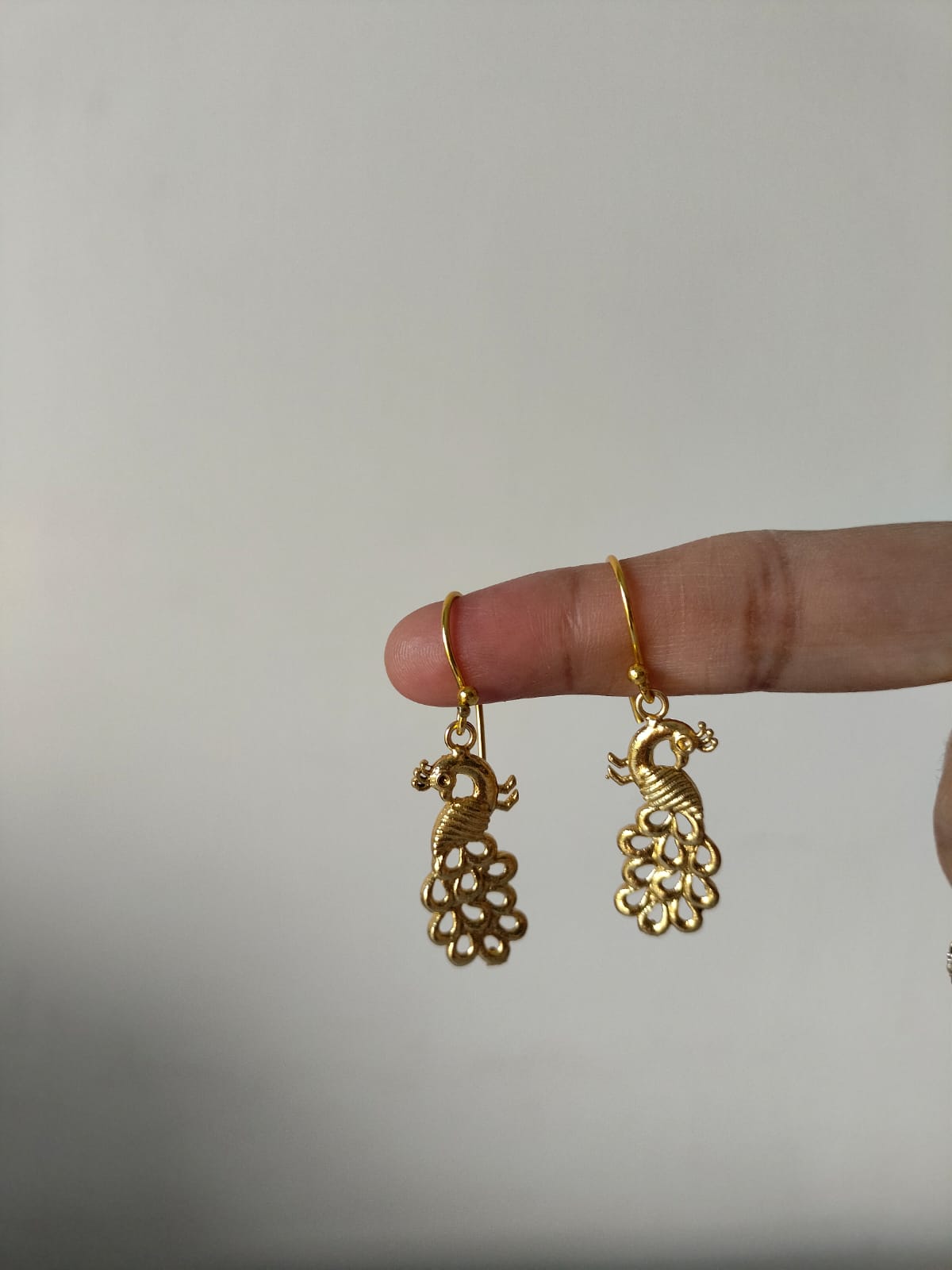 Traditional Gold-Plated Peacock Dangle Earrings