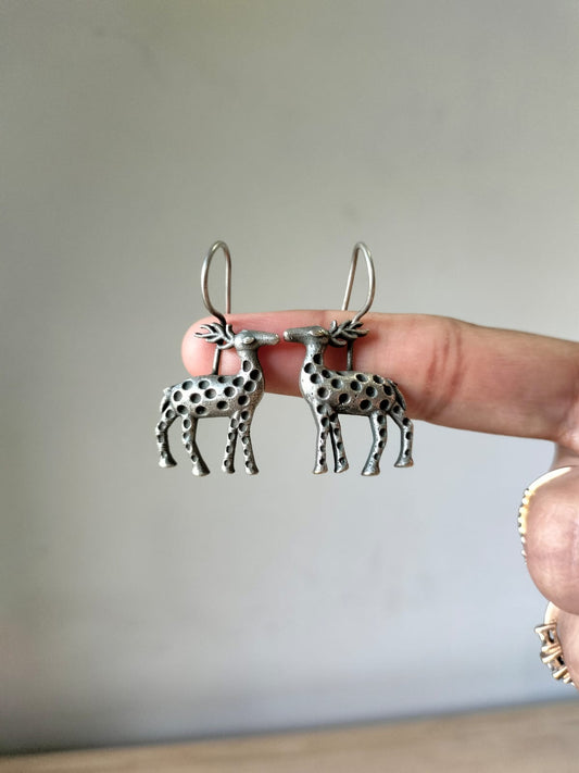 Vintage Tribal Style Deer Dangle Earrings