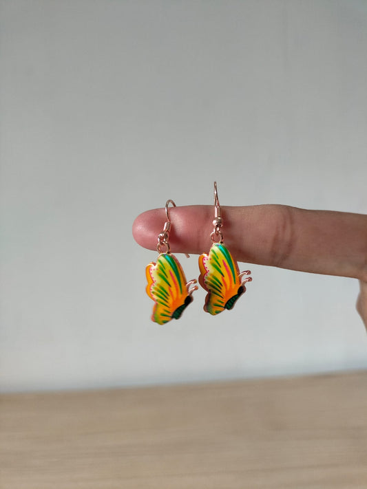 Bright Enamel Butterfly Dangle Earrings