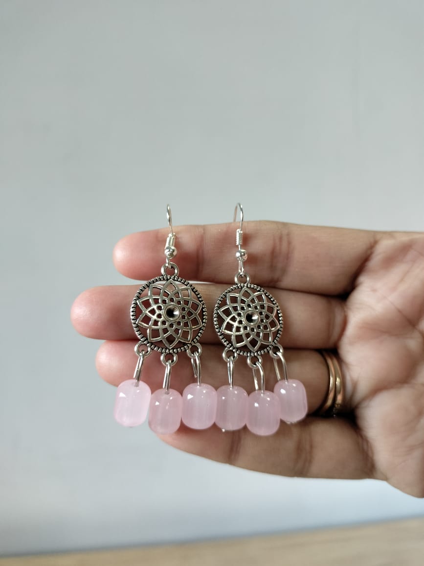 Pastel Petal Silver Boho Drops