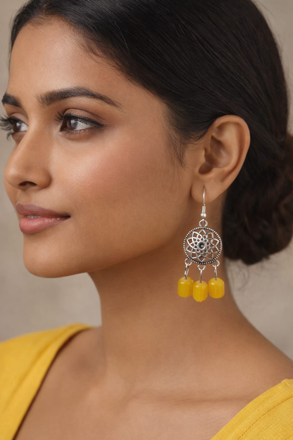 Golden Meadow Silver Dangles