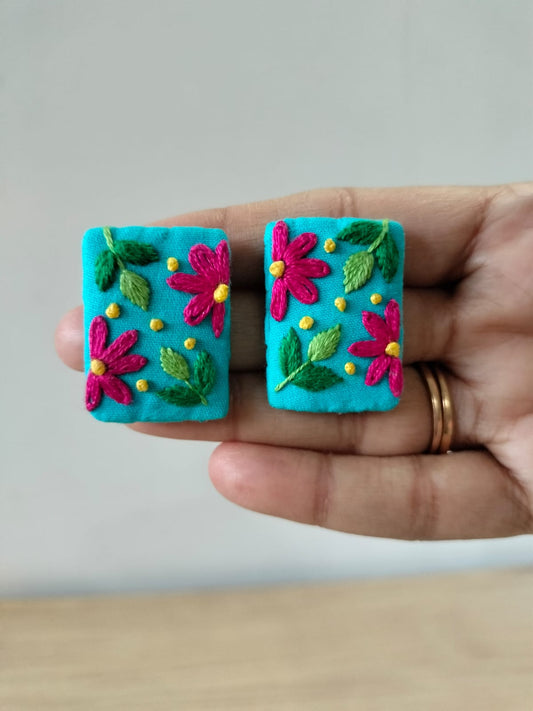 The "Turquoise Tangelo" Floral Studs