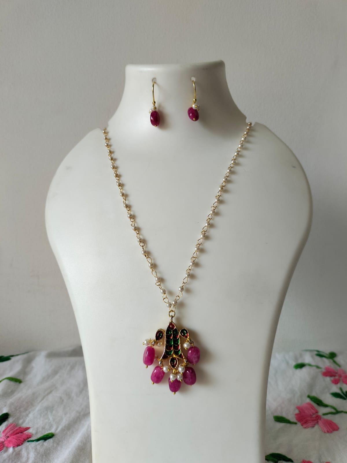 Royal Meenakari Ruby & Pearl Ensemble