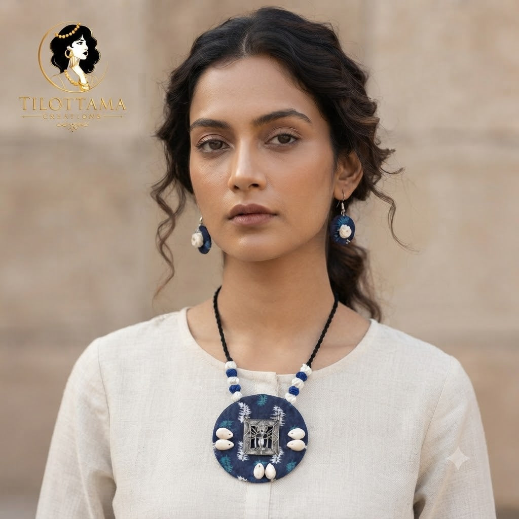 Indigo Divine Thread Necklace Set