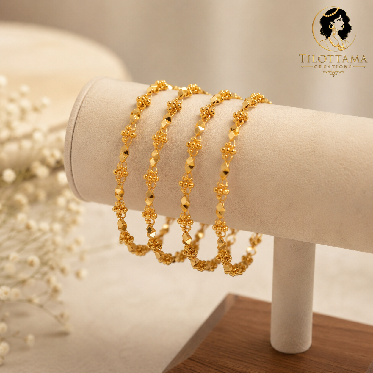 Golden Cascade Bead Bangles