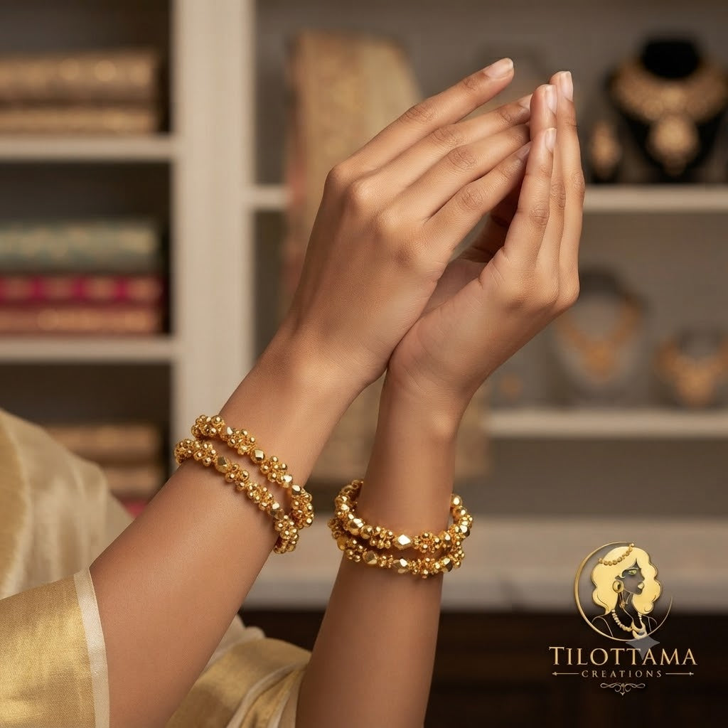 Golden Cascade Bead Bangles