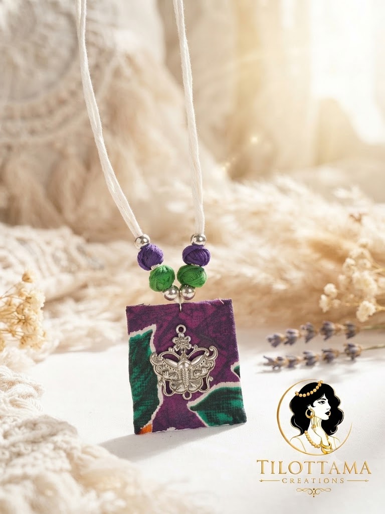 Vividhata Indigo Silver-Plated Statement Necklace