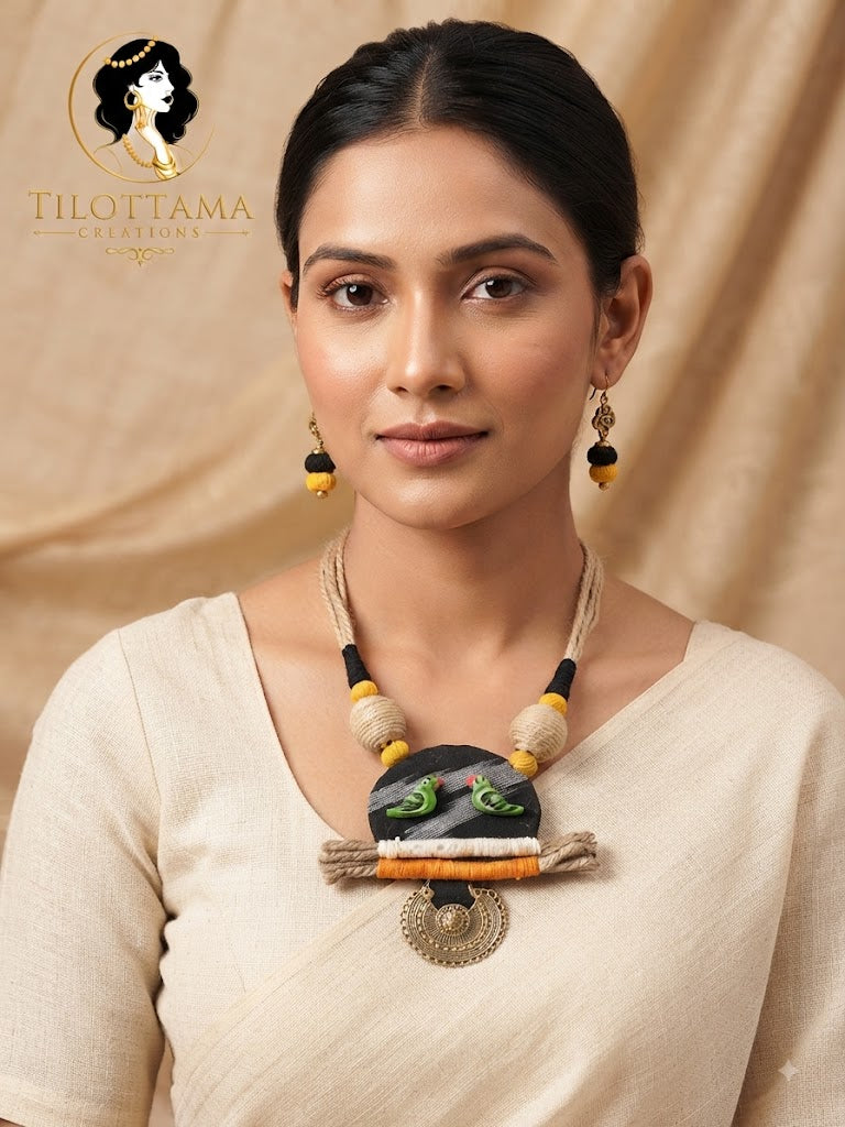 Tribal Echoes Jute Parrot Necklace Set