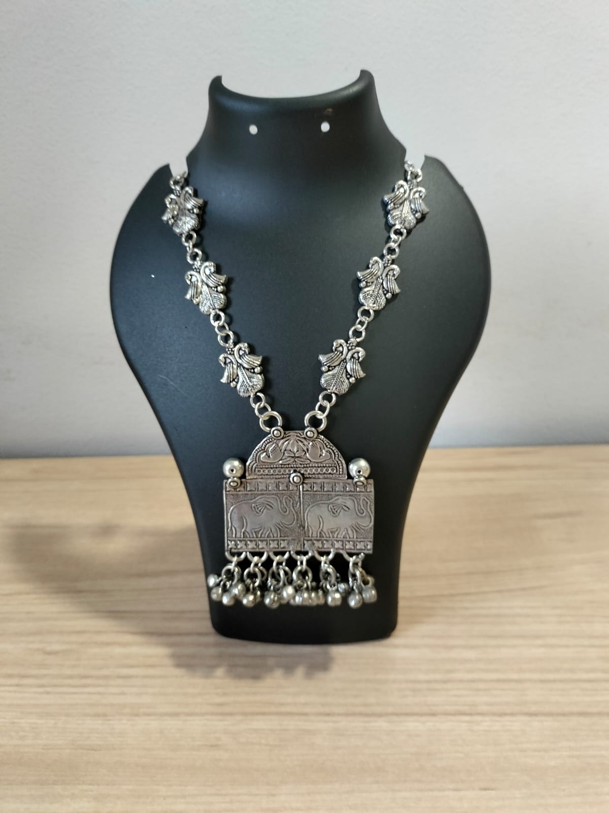 Hampi Heritage Oxidized Elephant Necklace