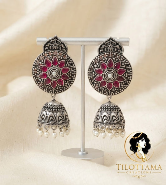 Crimson Mandala Jhumkas