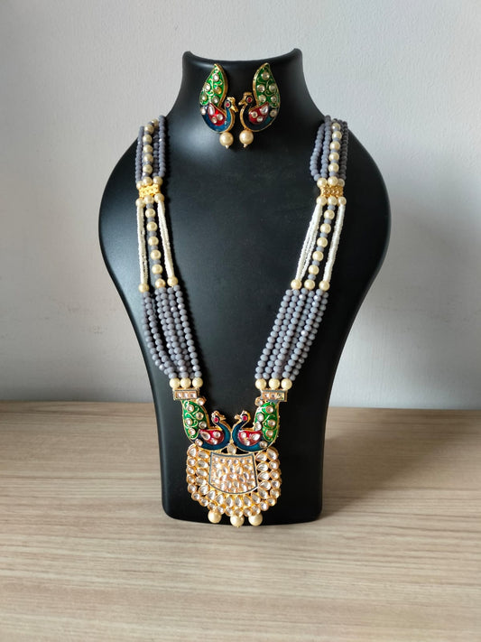 The Meenakari Peacock Grandeur Necklace
