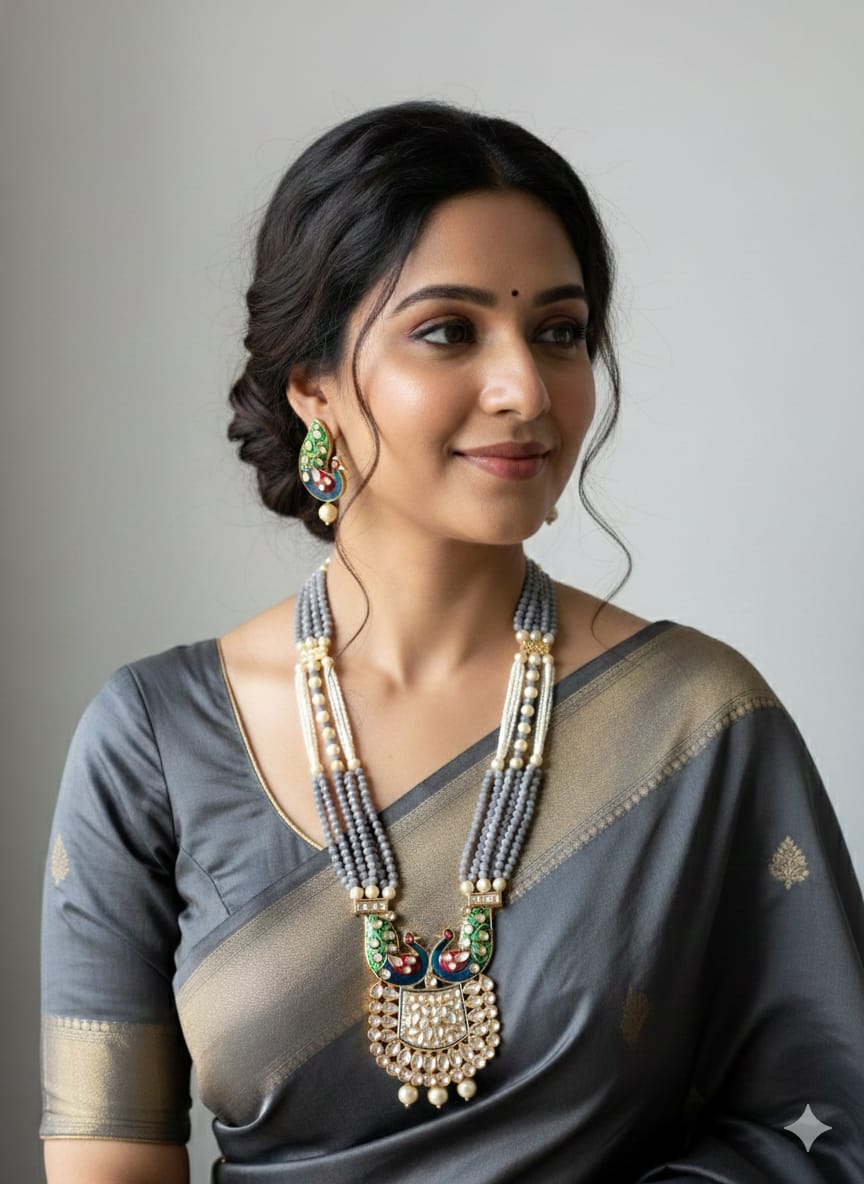 The Meenakari Peacock Grandeur Necklace