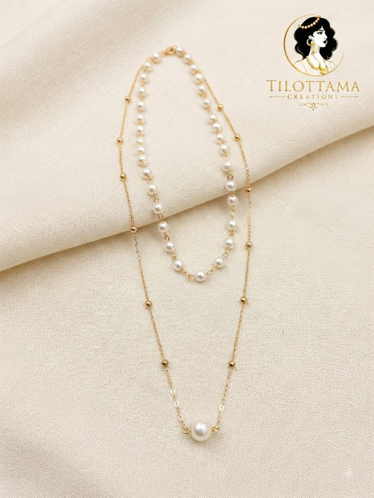Gilded Pearl Harmony Layered Necklace
