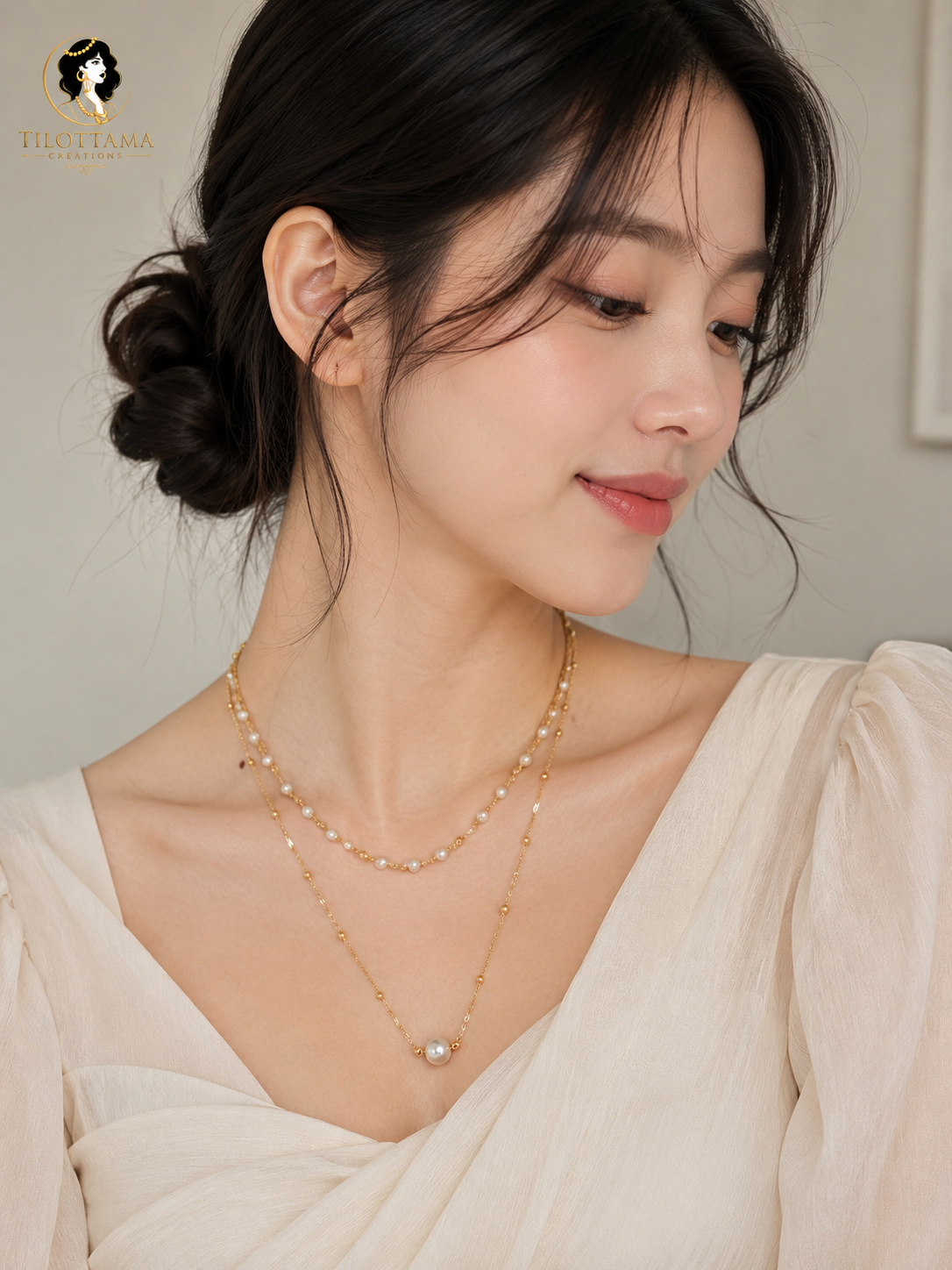 Gilded Pearl Harmony Layered Necklace