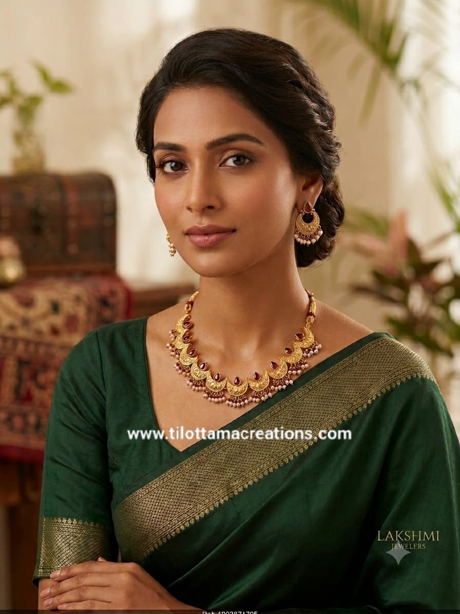 Crescent Ruby Chandbali Necklace Set